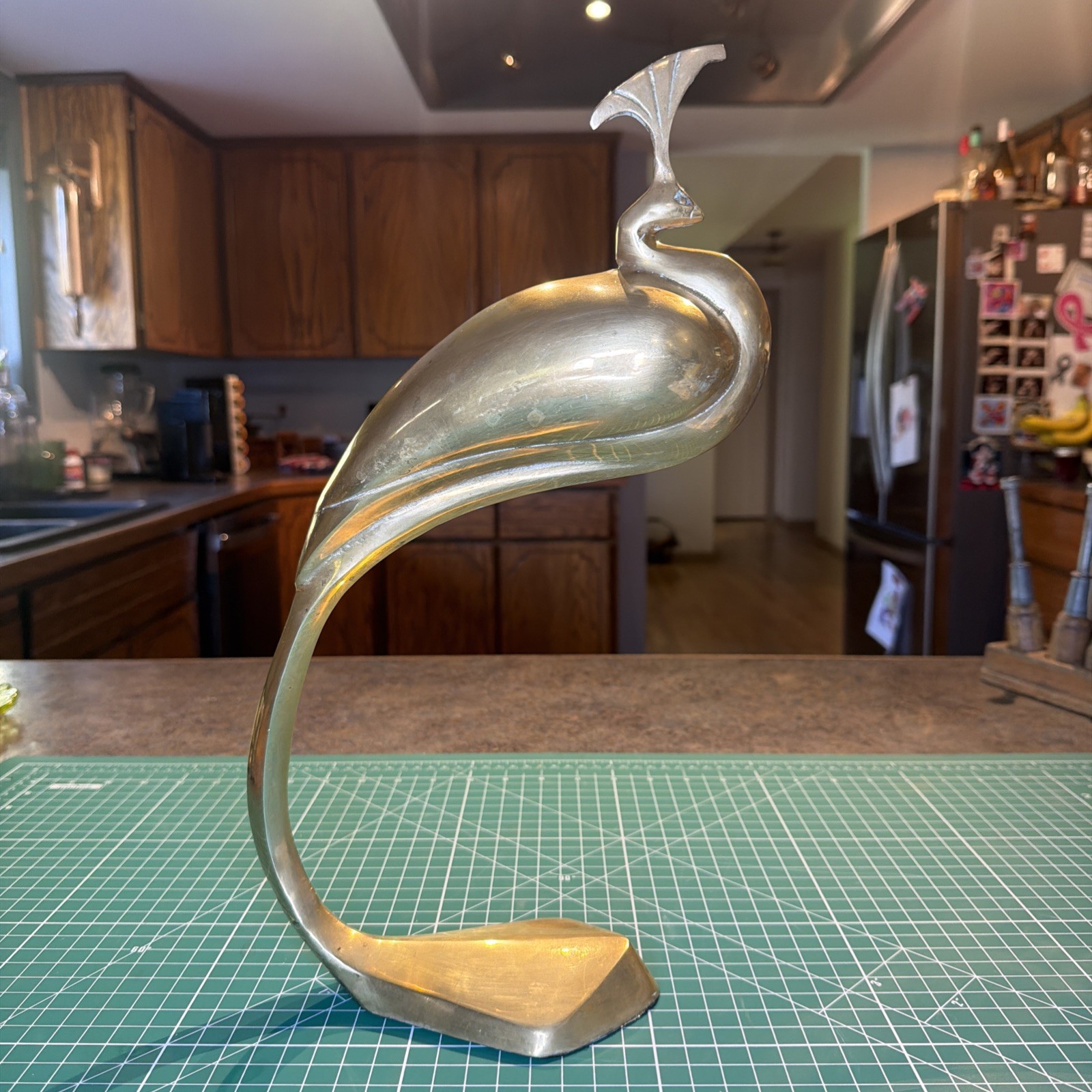 Vintage TOYO Brass/Bronze Peacock MCM 16” Tall