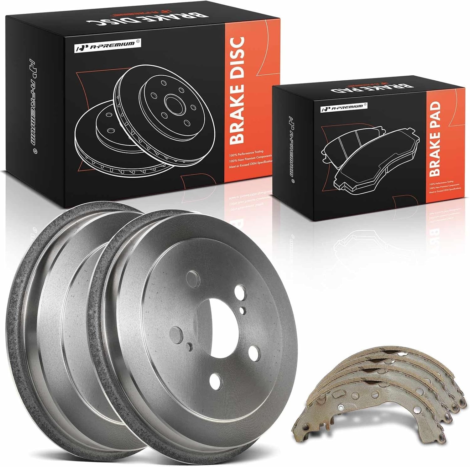 A-Premium Rear Brake Drums and Shoes Set Compatible with Honda Civic 2006-201...