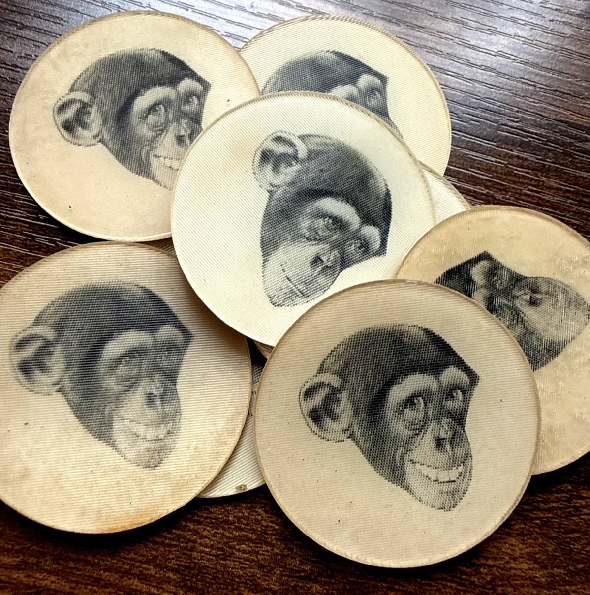  10 VARI-VUE 1950\'s Chimpanzees Round Motion Lenticular Flickers 2\