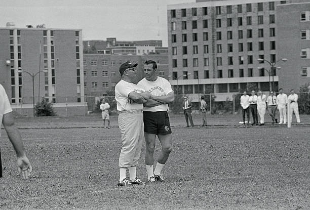 Washington Redskin coach Vince Lombardi coach Sam Huff during firs- Old Photo