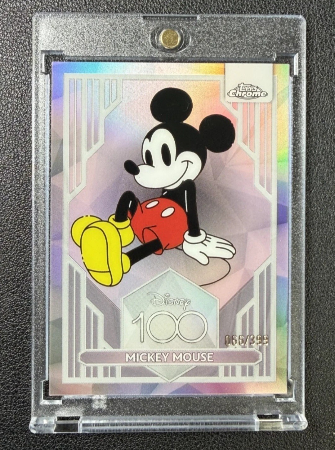 MICKEY MOUSE 2023 TOPPS CHROME DISNEY 100 #1 PINK REFRACTOR 66/399 *READ*