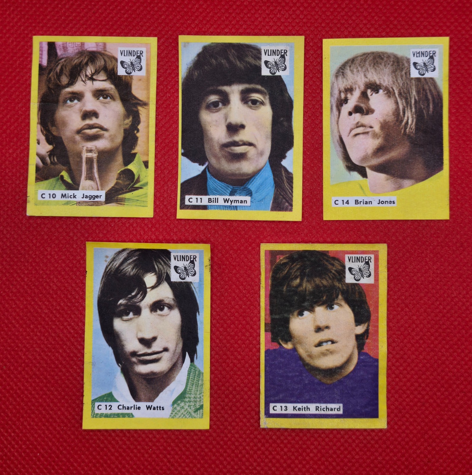 The Rolling Stones Set of 5 1967 Holland Matchbox labels Music Trading Cards