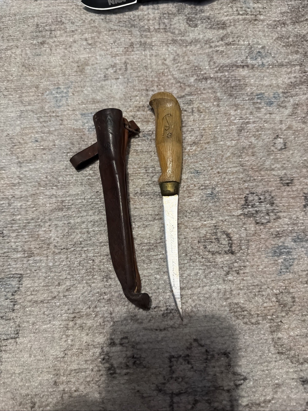 Vintage J Matthews Tinland Filet Knife With Leather Rapala Sheath