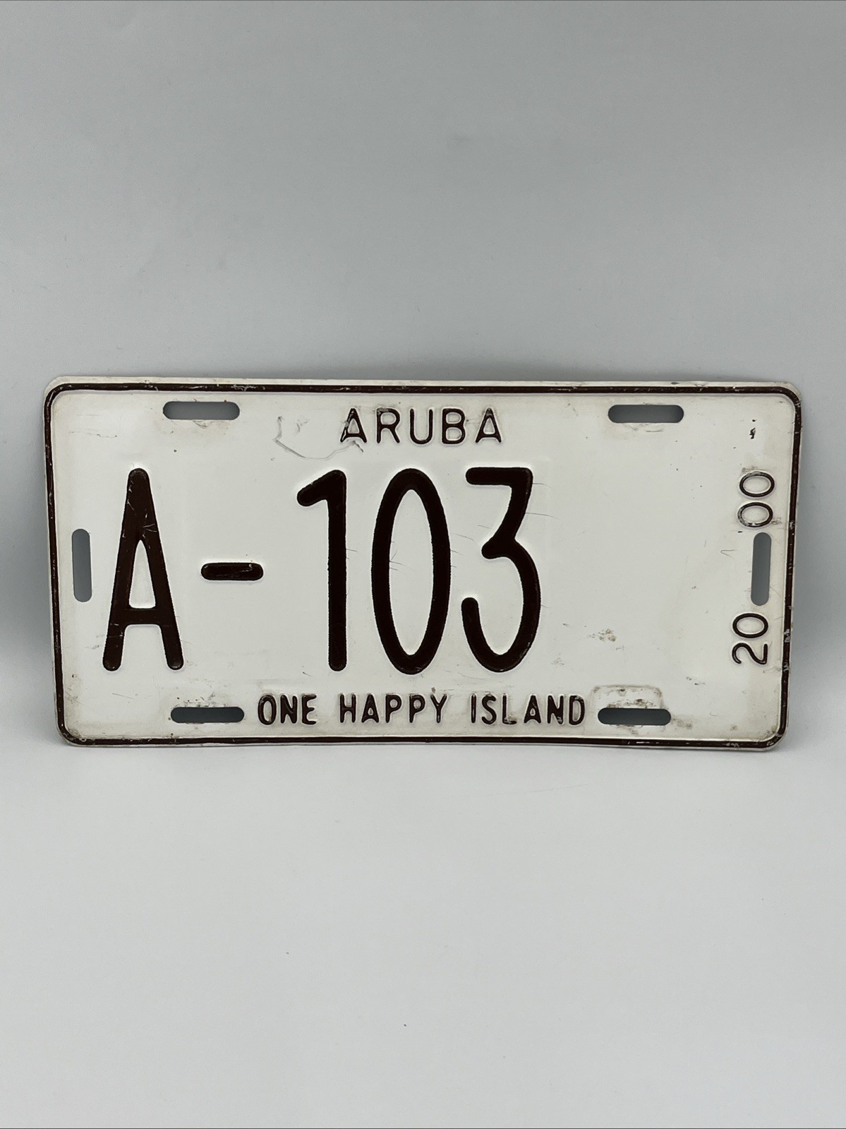 Vintage 2000 Aruba License Plate A-103 One Happy Island Low #