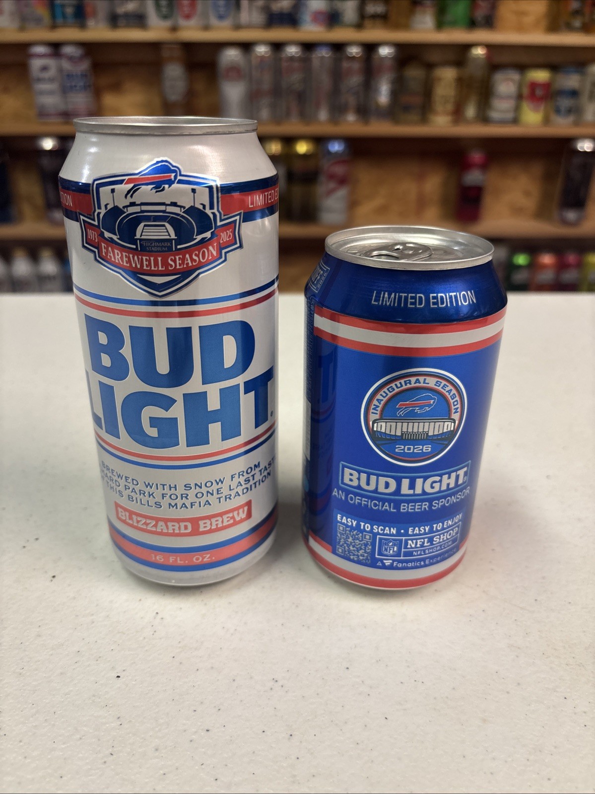 Buffalo Bills Bud Light Farewell & Inaugural Season Beer Can Set of 2 Empty Cans