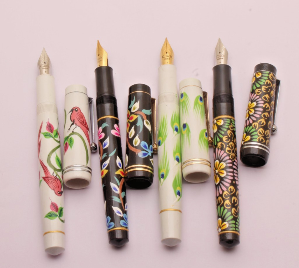 SET OF 4 PENS Beautiful Handmade Art Made On Fountain Pens EXTREMELY RARE