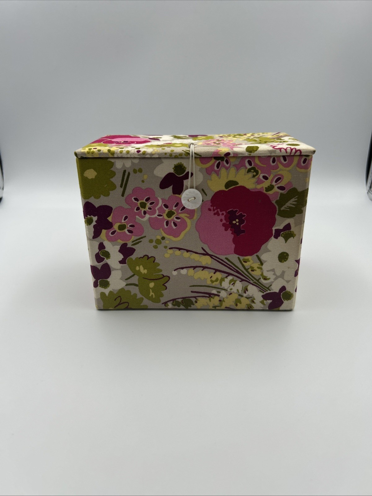 Vera Bradley Make Me Blush Fabric Recipe Box Button Closure With Recipes