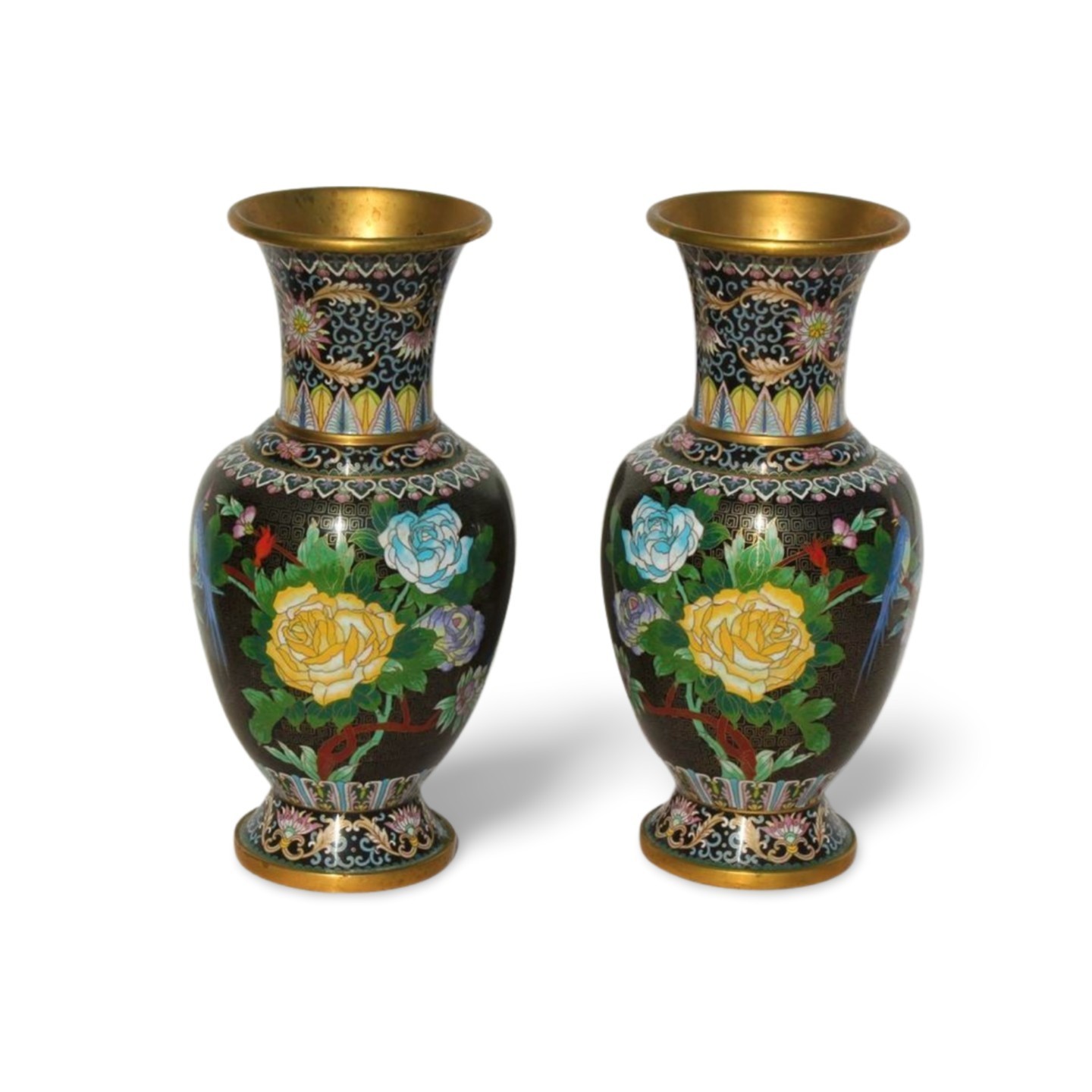 A Pair of Cloisonne Vases A Pair of Cloisonne Vases