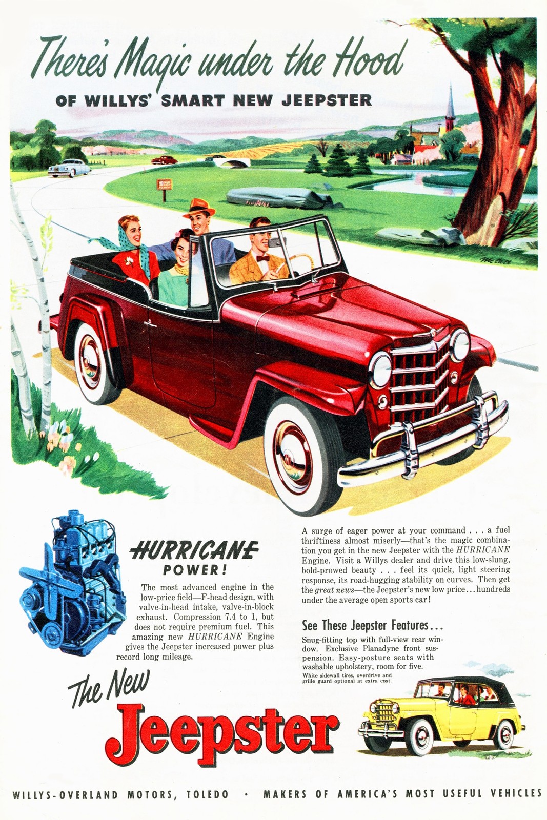1940s Willys Jeepster Ad Poster 🚗 Vintage Car 16x24” Art Print