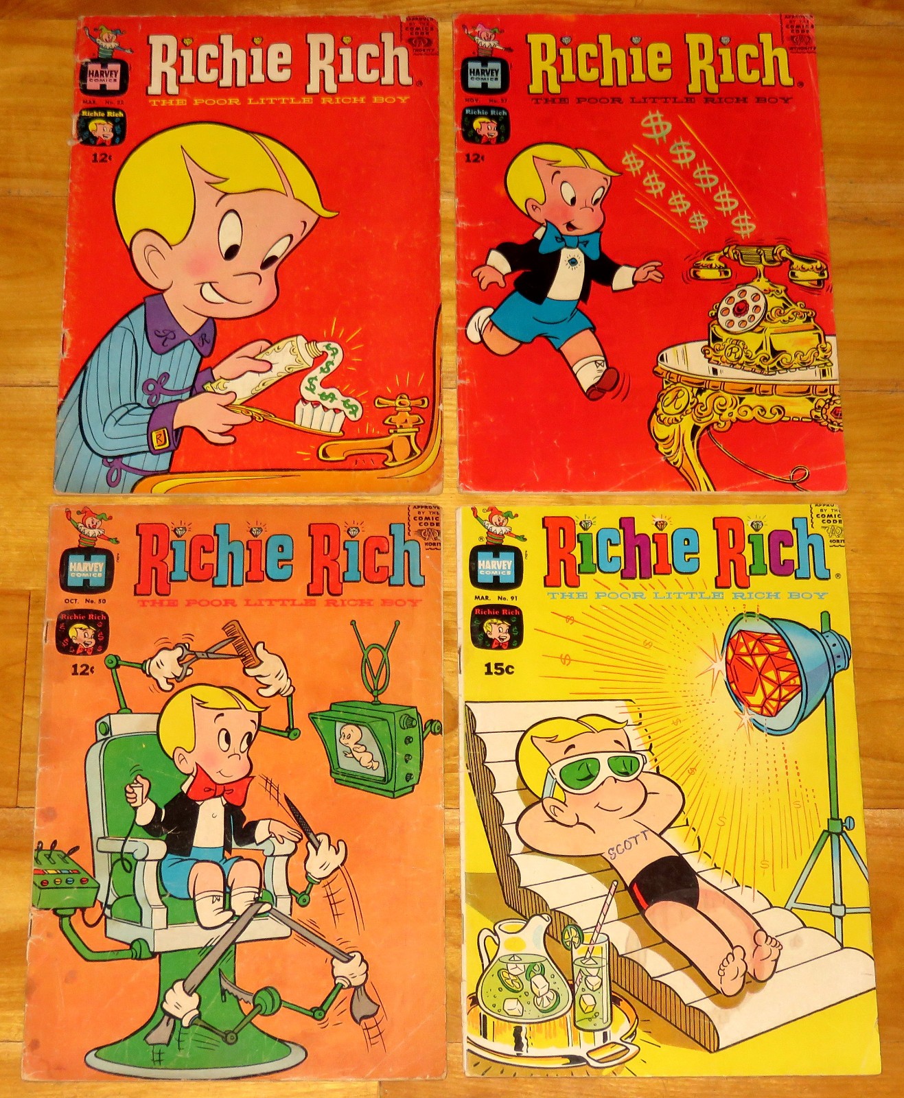 Harvey 1964-1970 RICHIE RICH Lot No. 22, 27, 50 & 91 w/ LITTLE DOT, LITTLE LOTTA