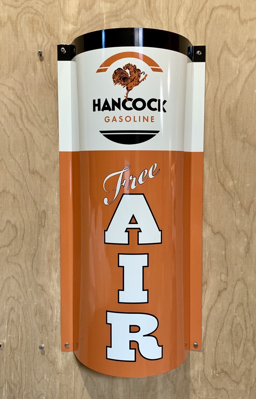Hancock Air Curved Metal  Gasoline Gas sign Pump Oil WOW