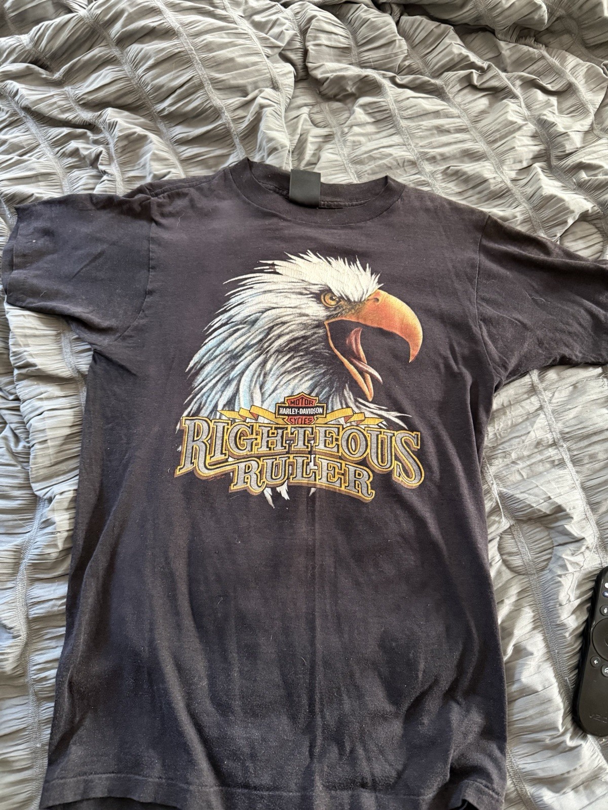 Harley-Davidson vintage 3D Righteous Ruler Eagle Graphic T-Shirt Milwaukee Iron