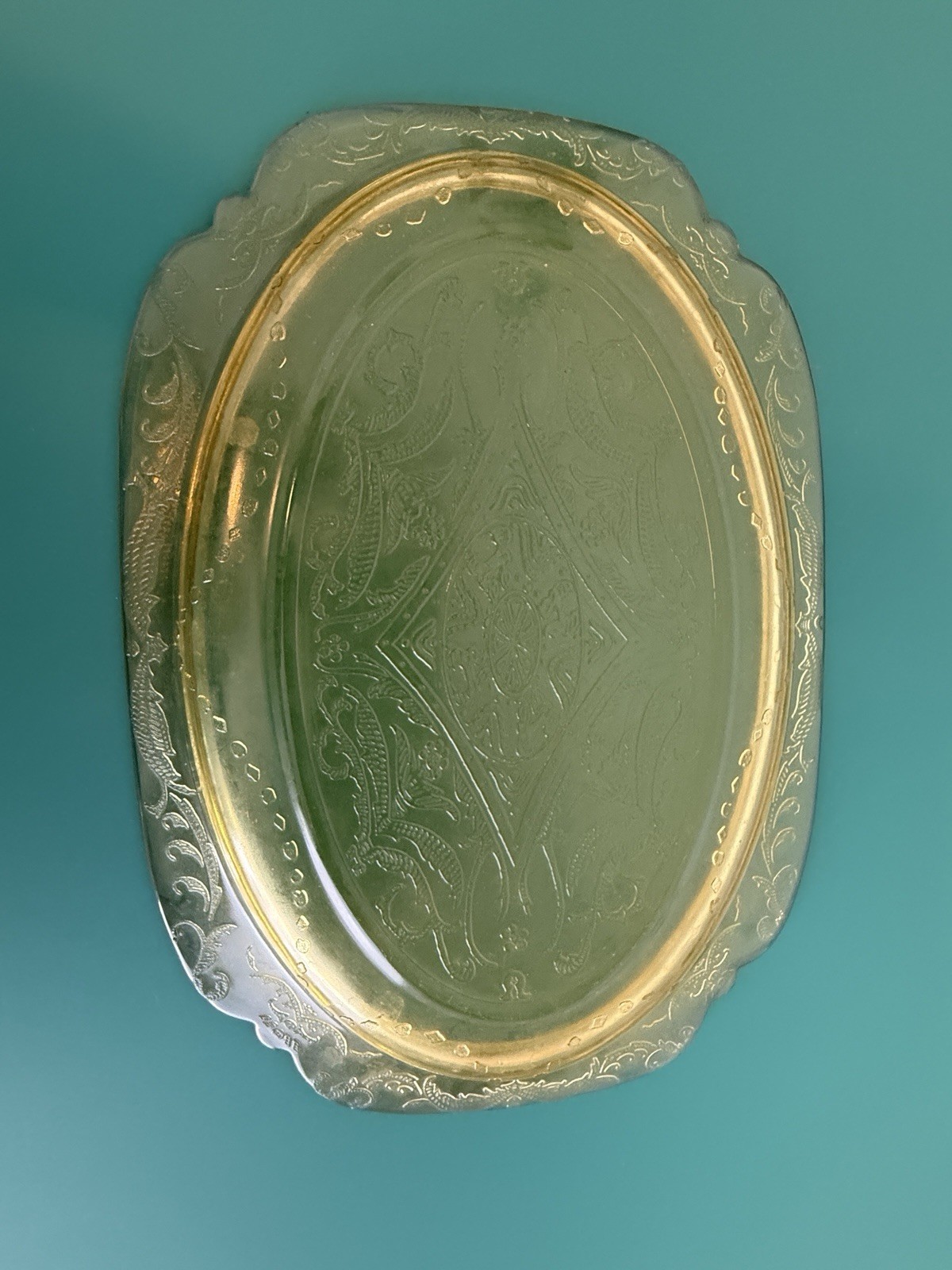Amber Depression Glass Platter, Federal Glass Madrid Pattern