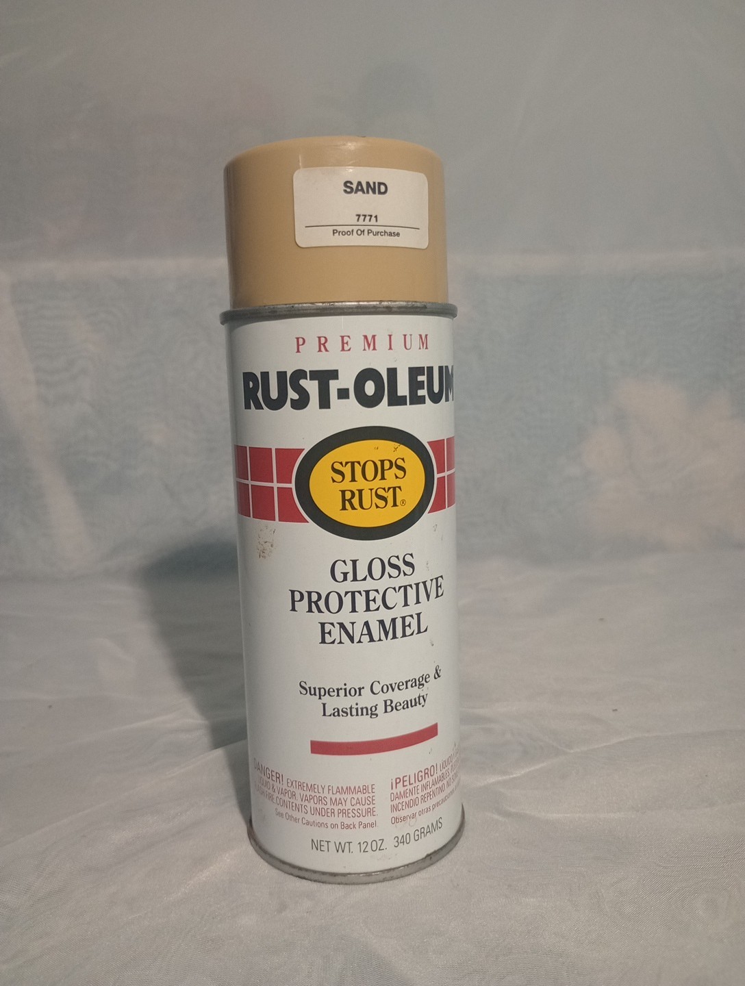 Vintage 1995 Rust-Oleum SAND - 7771 Spray Paint Can stops rust gloss enamel used Vintage 1995 Rust-Oleum SAND - 7771 Spray Paint Can stops rust gloss enamel used