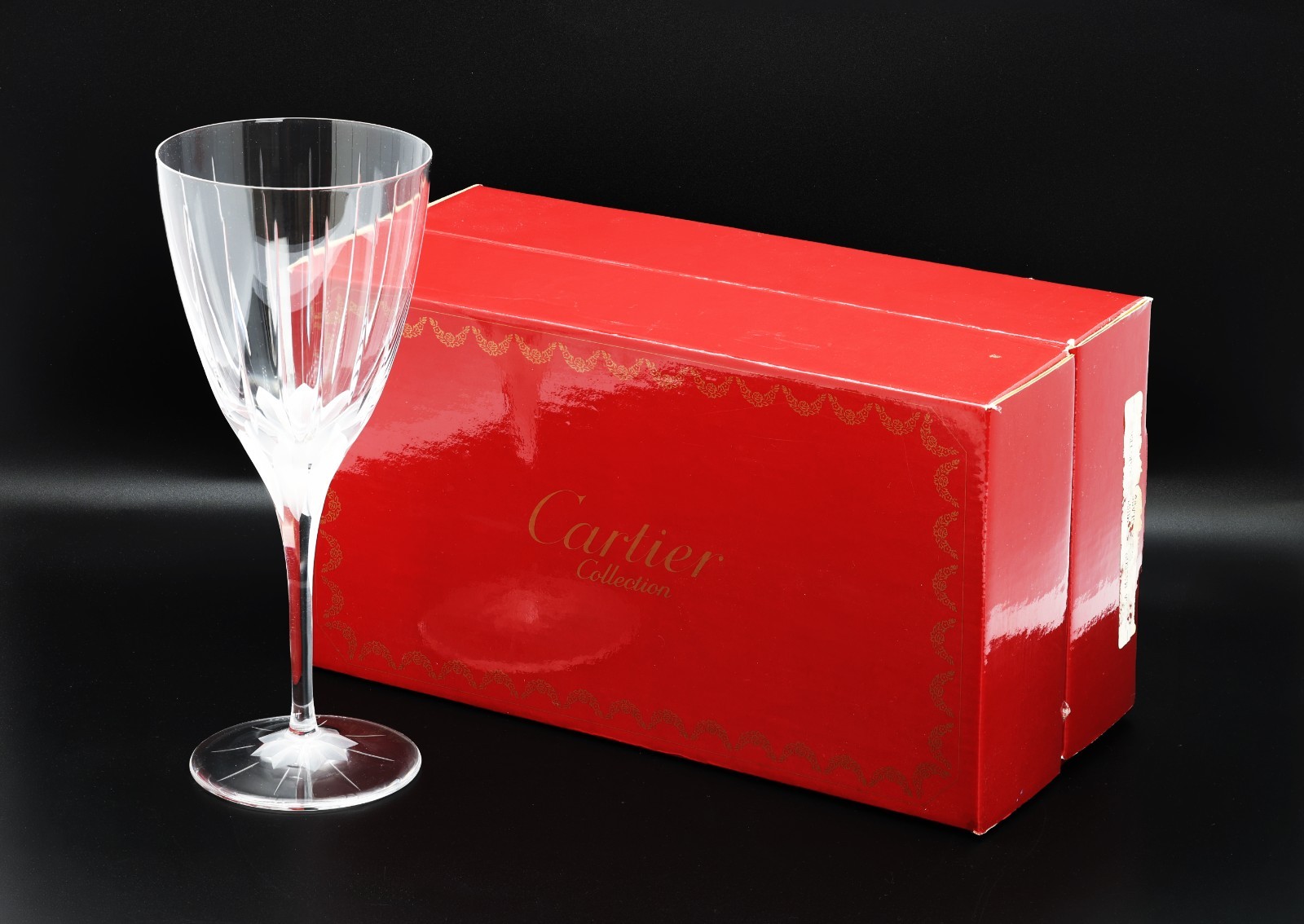 Cartier Collection Cut Crystal Wine Goblet with Original Box