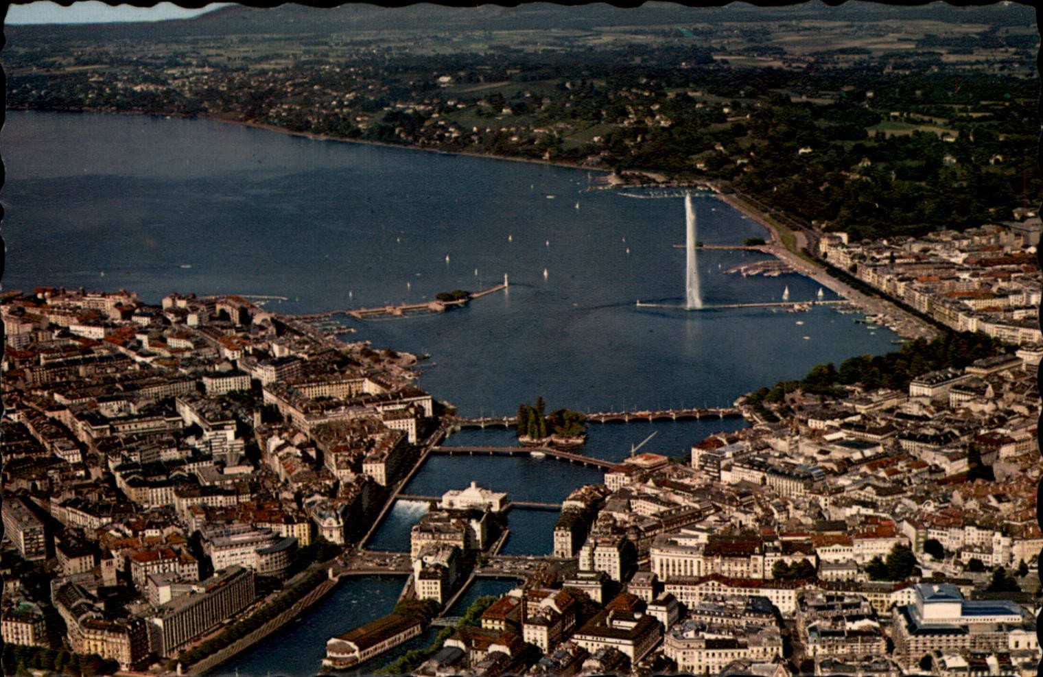 Geneva Switzerland Aerial view vintage postcard b622 Geneva Switzerland Aerial view vintage postcard b622
