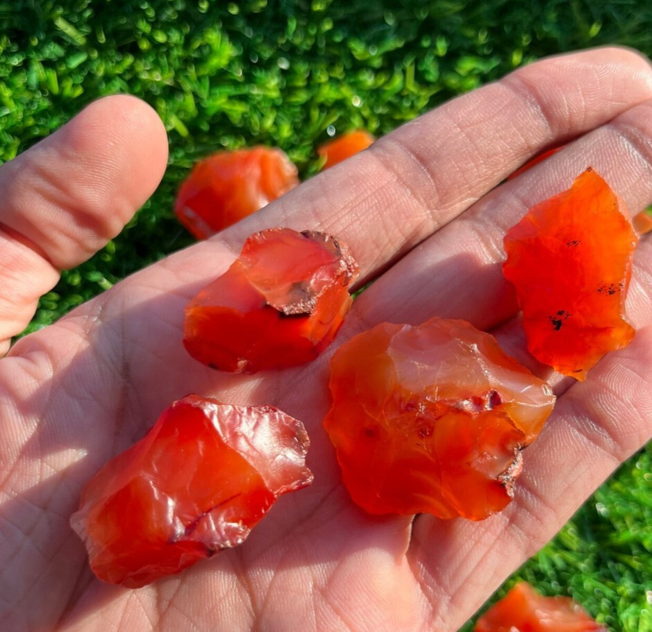 6PCS Rough Carnelian Crystal Red  Agate Healing Crystal Used For Jewelry Making