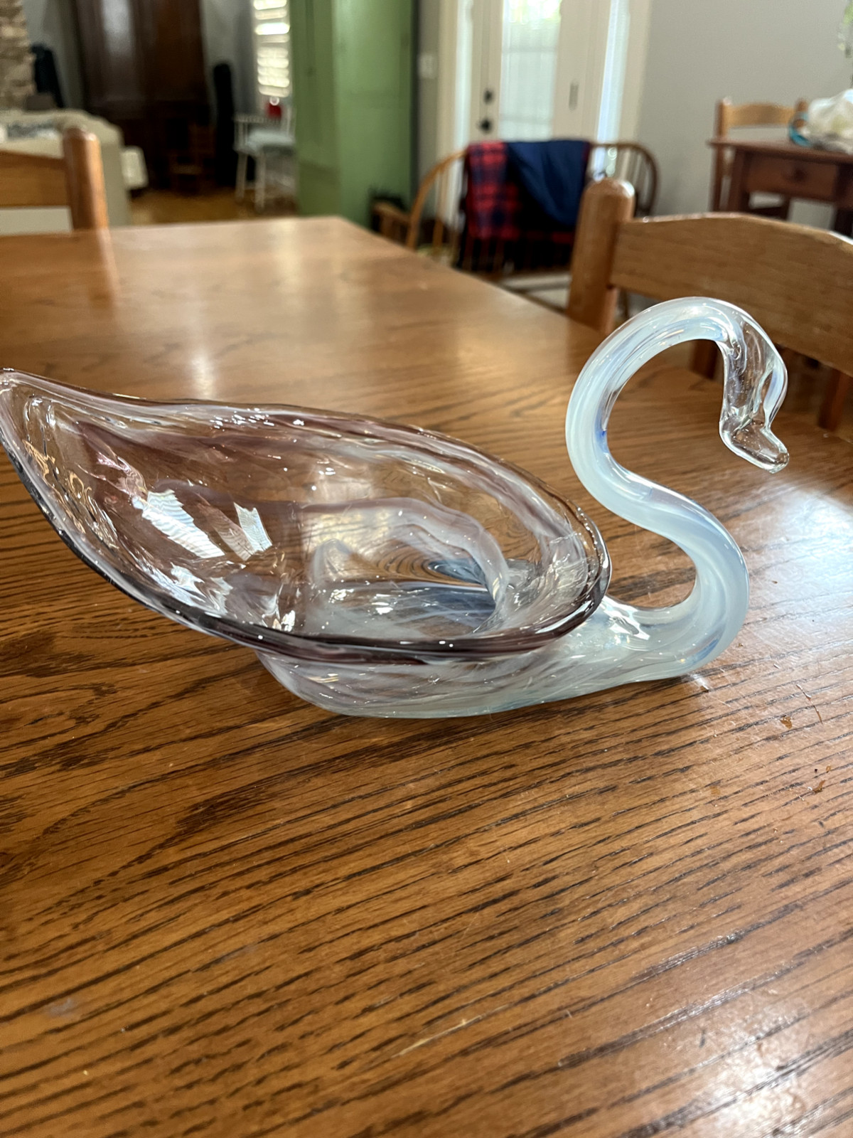 Handblown glass swan bowl/dish