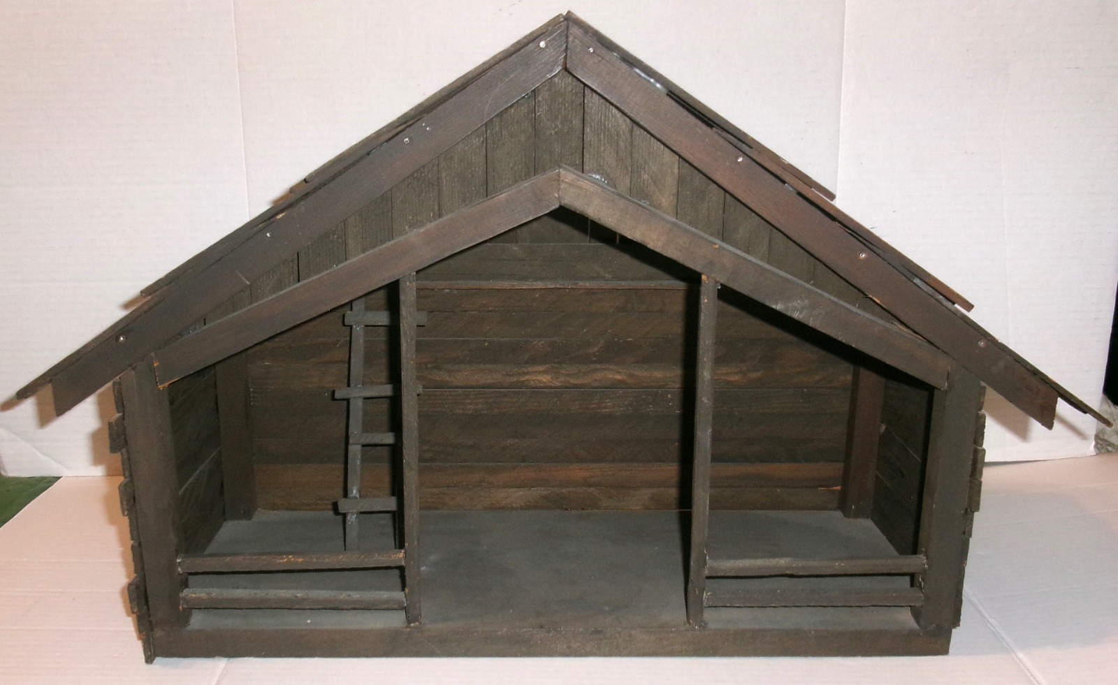 Vintage Wood Christmas Nativity Creche Manger Stable Artist Created BEAUTIFUL