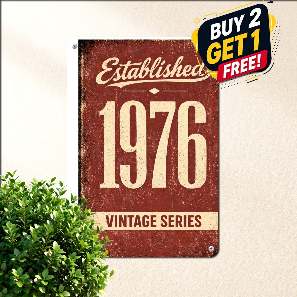 Vintage 1976 Limited Edition Birthday Gift Tin Sign Retro Retro Decor 8x12