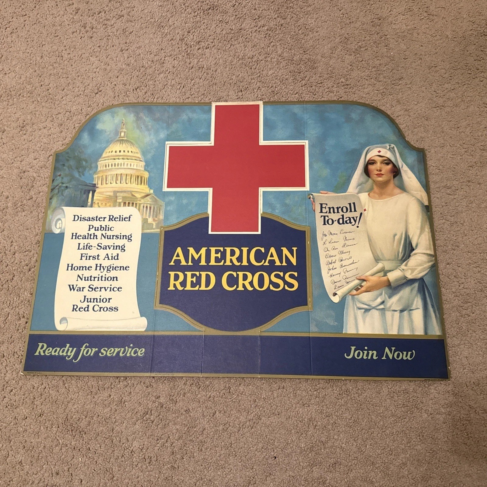 WWI American Red Cross Poster Counter Display Stand-Up WWII