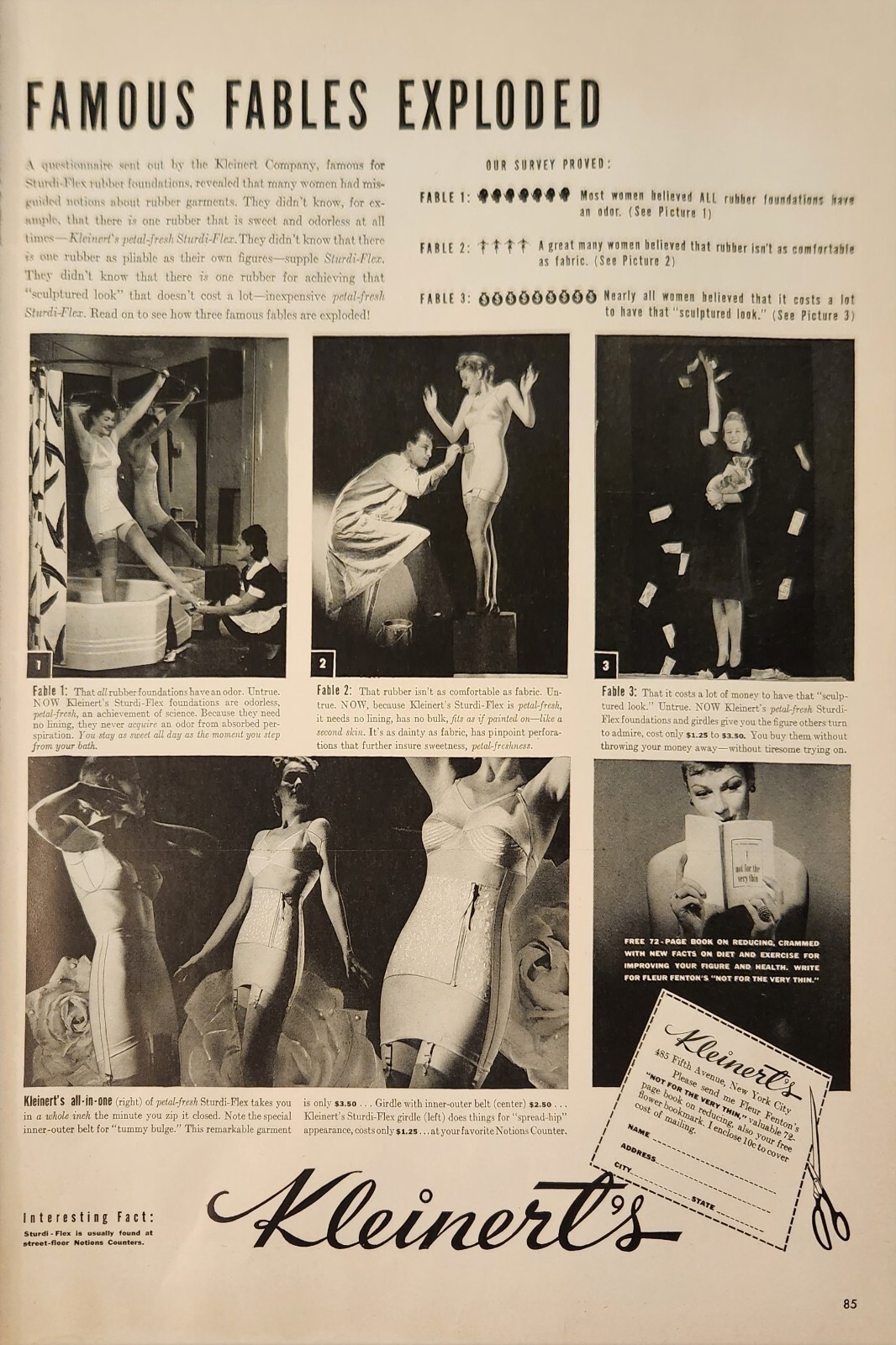 1940 Kleinerts sturdi flex rubber foundations Vintage Ad famous fables exploded