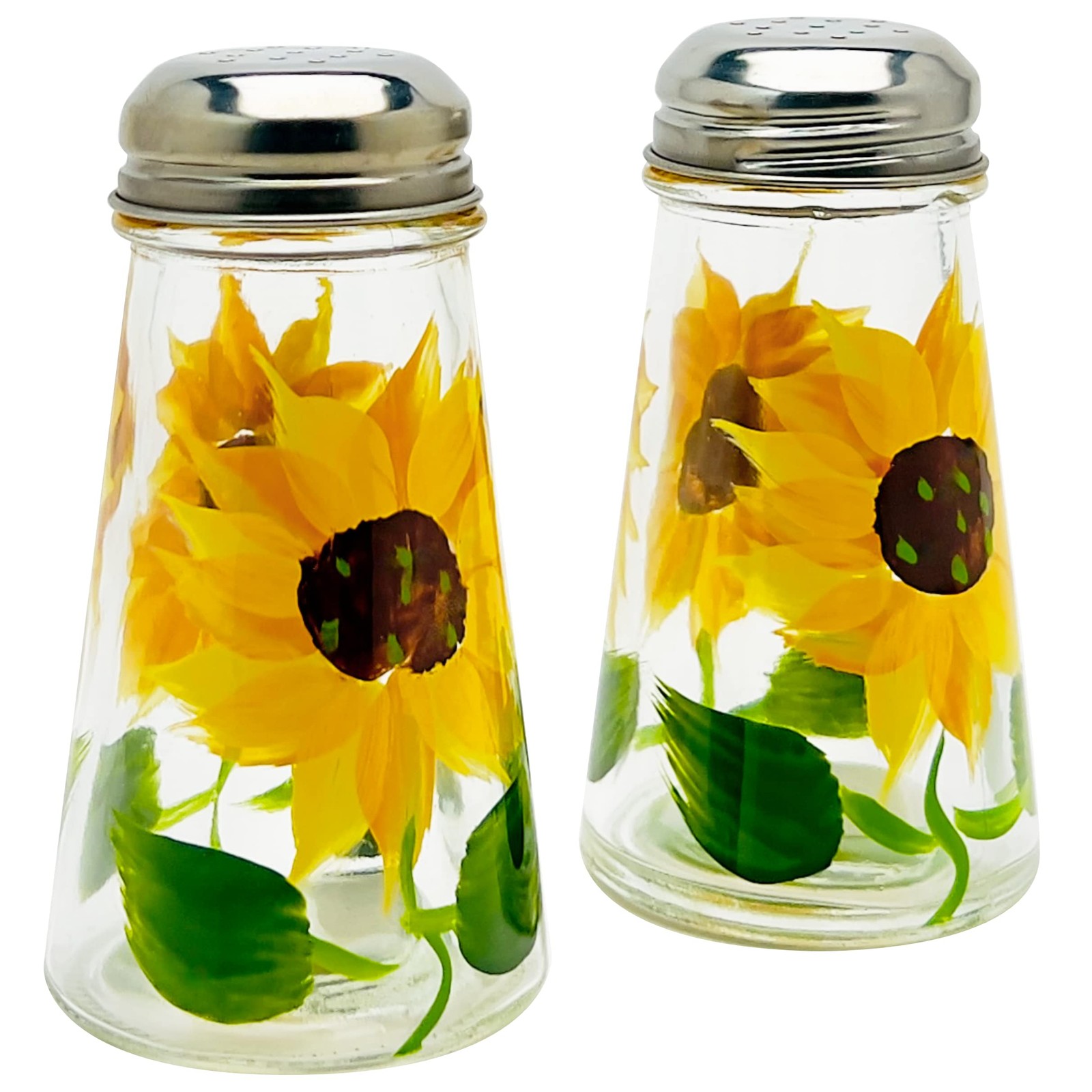 Containly Hand-Painted Sunflower Glass Salt & Pepper Shaker Set - Yellow Containly Hand-Painted Sunflower Glass Salt & Pepper Shaker Set - Yellow