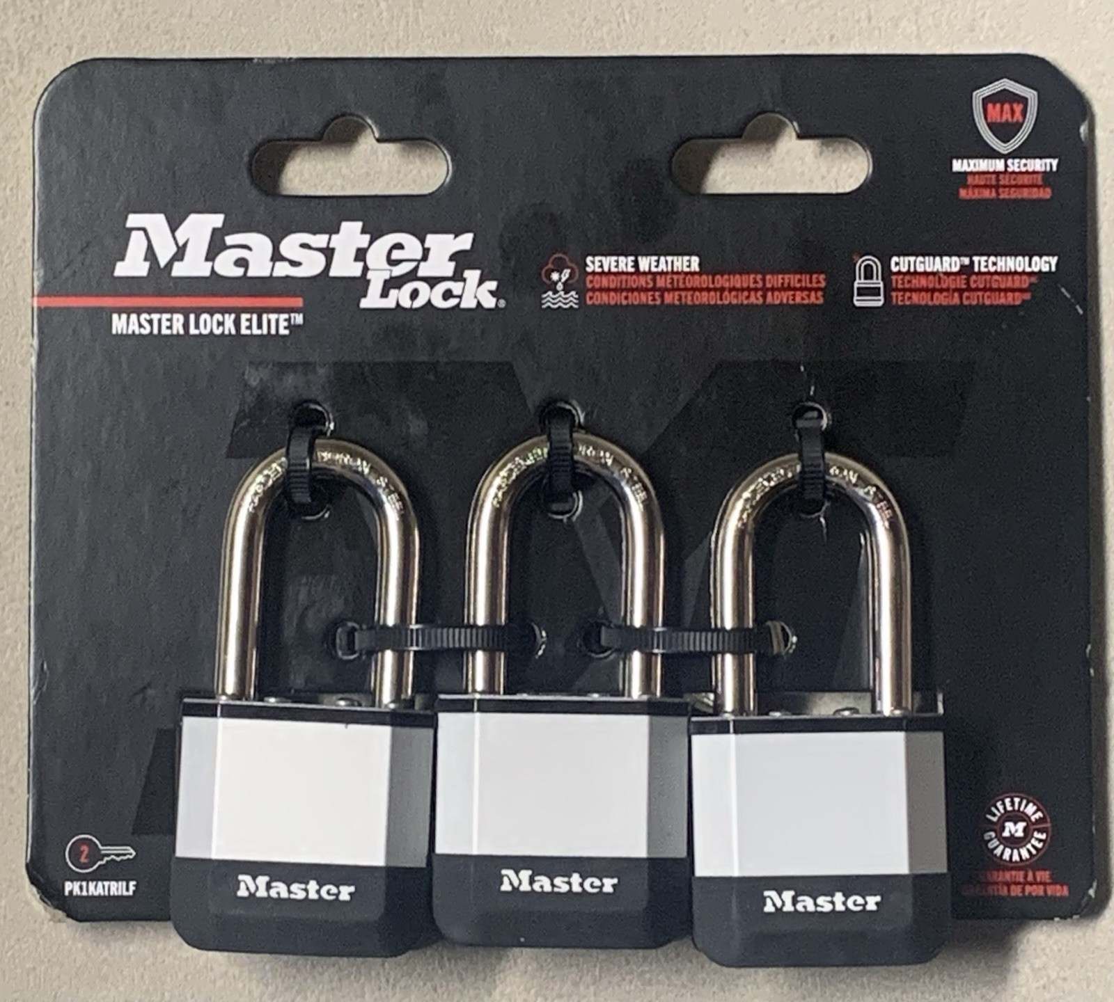 Master Lock 3-Pack Elite Heavy Duty Lock with Hardened Boron Steel Shackle New