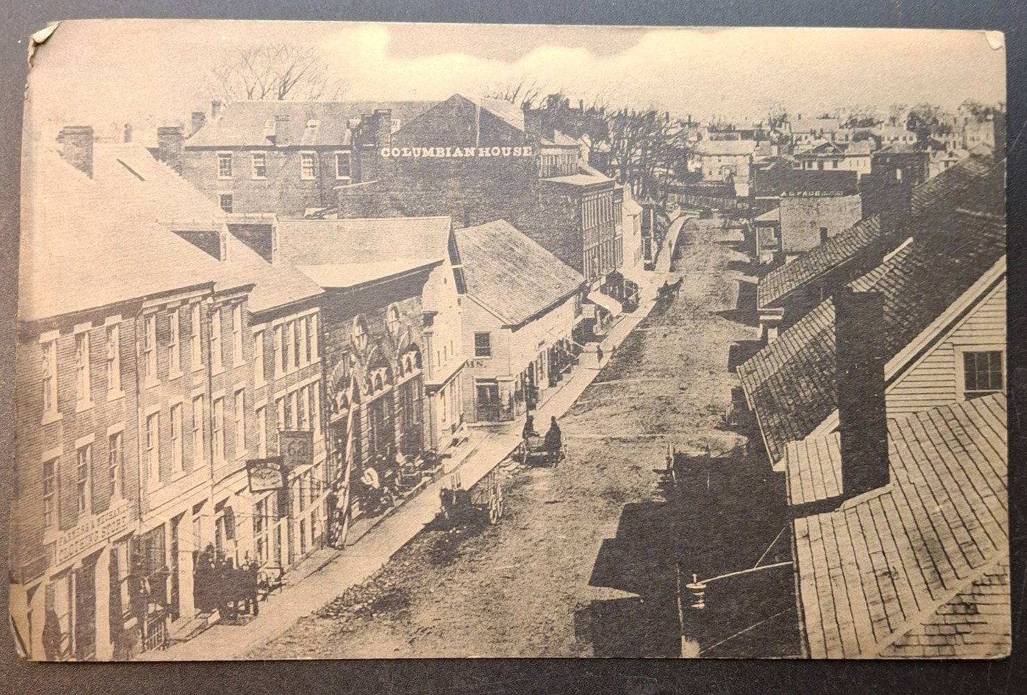 Bath Maine Front St Showing Columbian House Postcard c1910