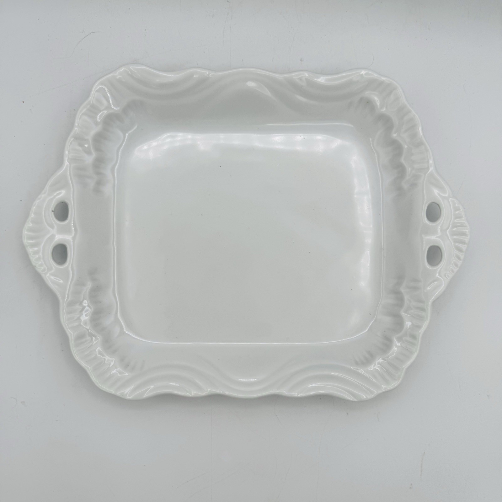 Porcelain Vanity Trinket Tray White Rectangle 9”