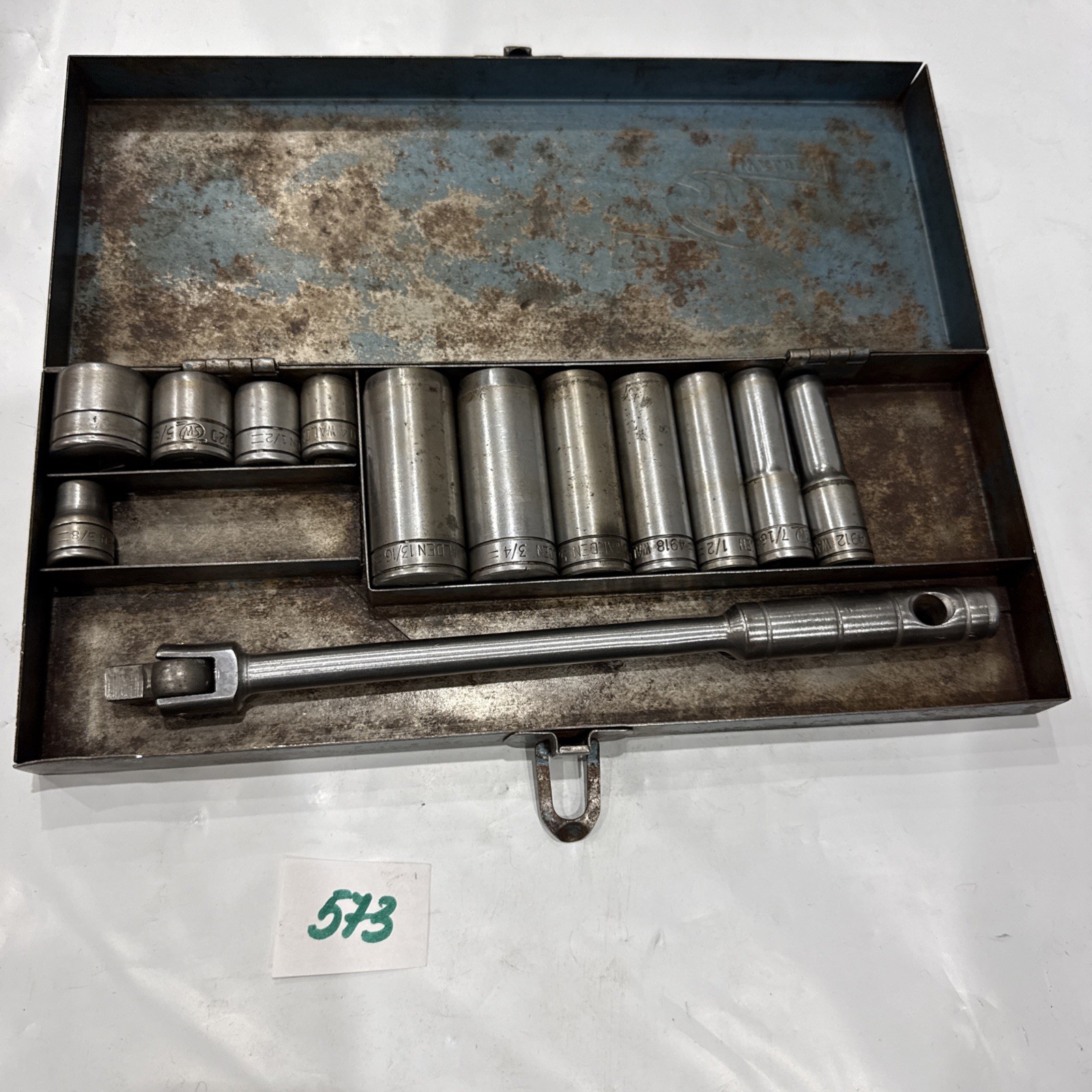 Vintage Stevens Walden 3/8” Drive Socket Set 12pc + 40-32 Flex Handle USA Case