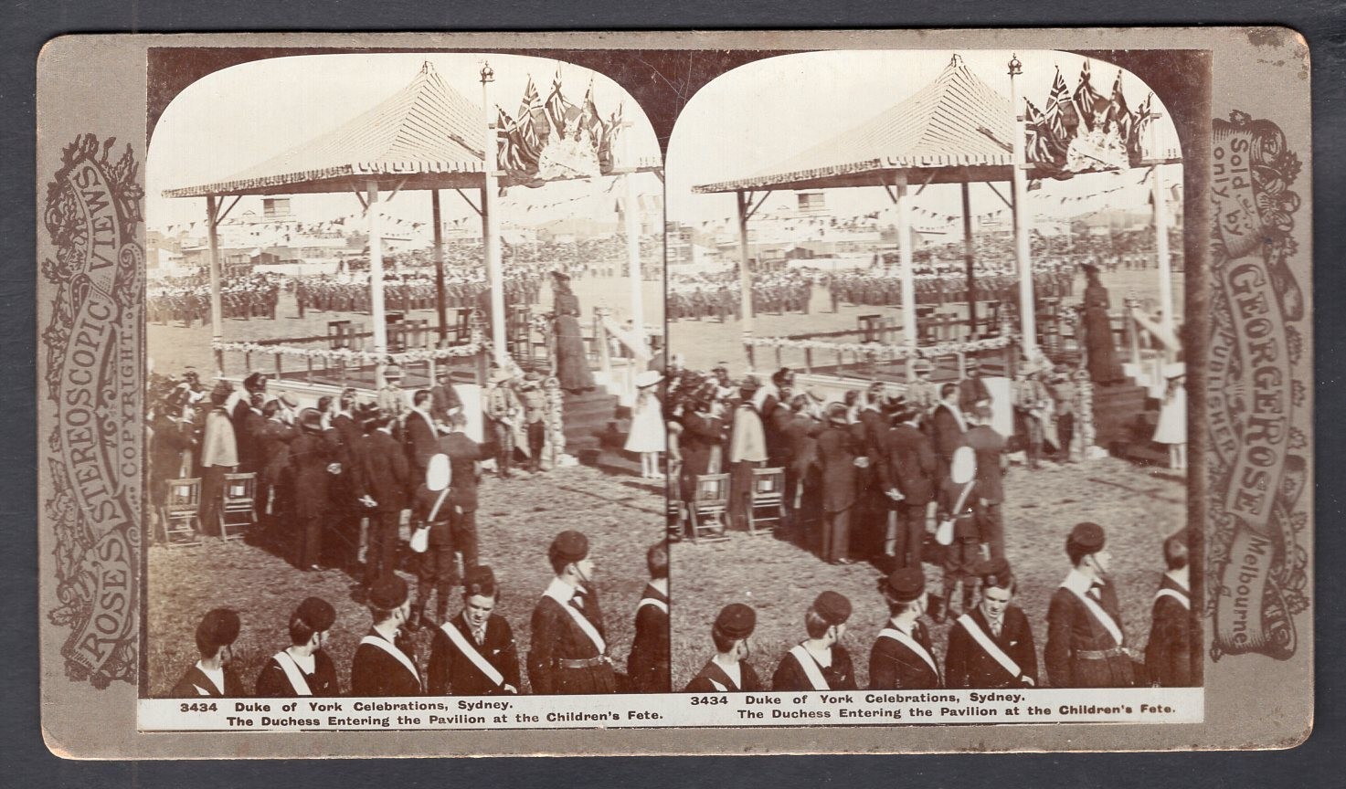 AUSTRALIA Sydney 1901 Duke of York Celebration Royalty; Stereoview Photo by Rose