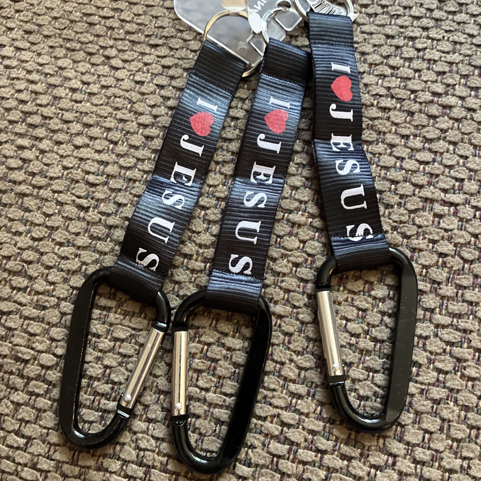I Love Jesus Black Wrislet Keychain Carabiner D Ring Gift 2 Sided. 1 Piece. I Love Jesus Black Wrislet Keychain Carabiner D Ring Gift 2 Sided. 1 Piece.