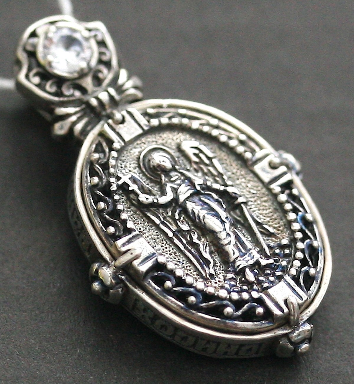 Vintage Guardian Angel Pendant, 925 Sterling Silver Orthodox Icon Necklace