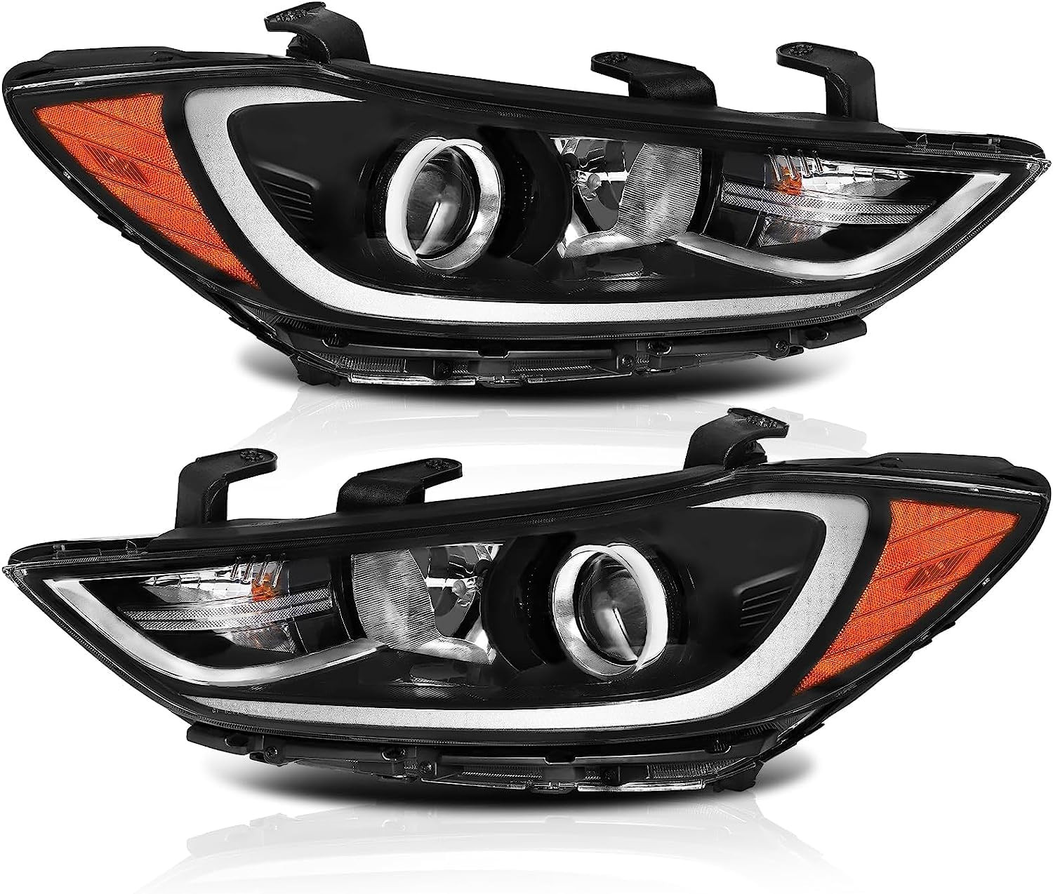 Headlights Fit for 2017-2018 Hyundai Elantra, Halogen, Black Housing Headlights Fit for 2017-2018 Hyundai Elantra, Halogen, Black Housing