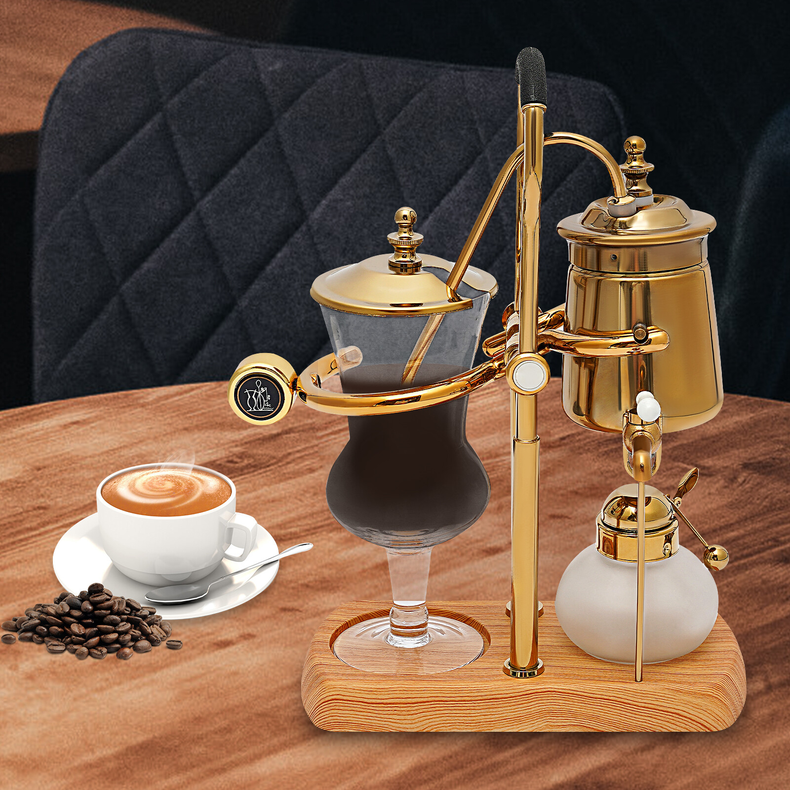 Gold Belgium Royal Family Balance Syphon Coffee Tea Pot Maker Coffee Machine Set