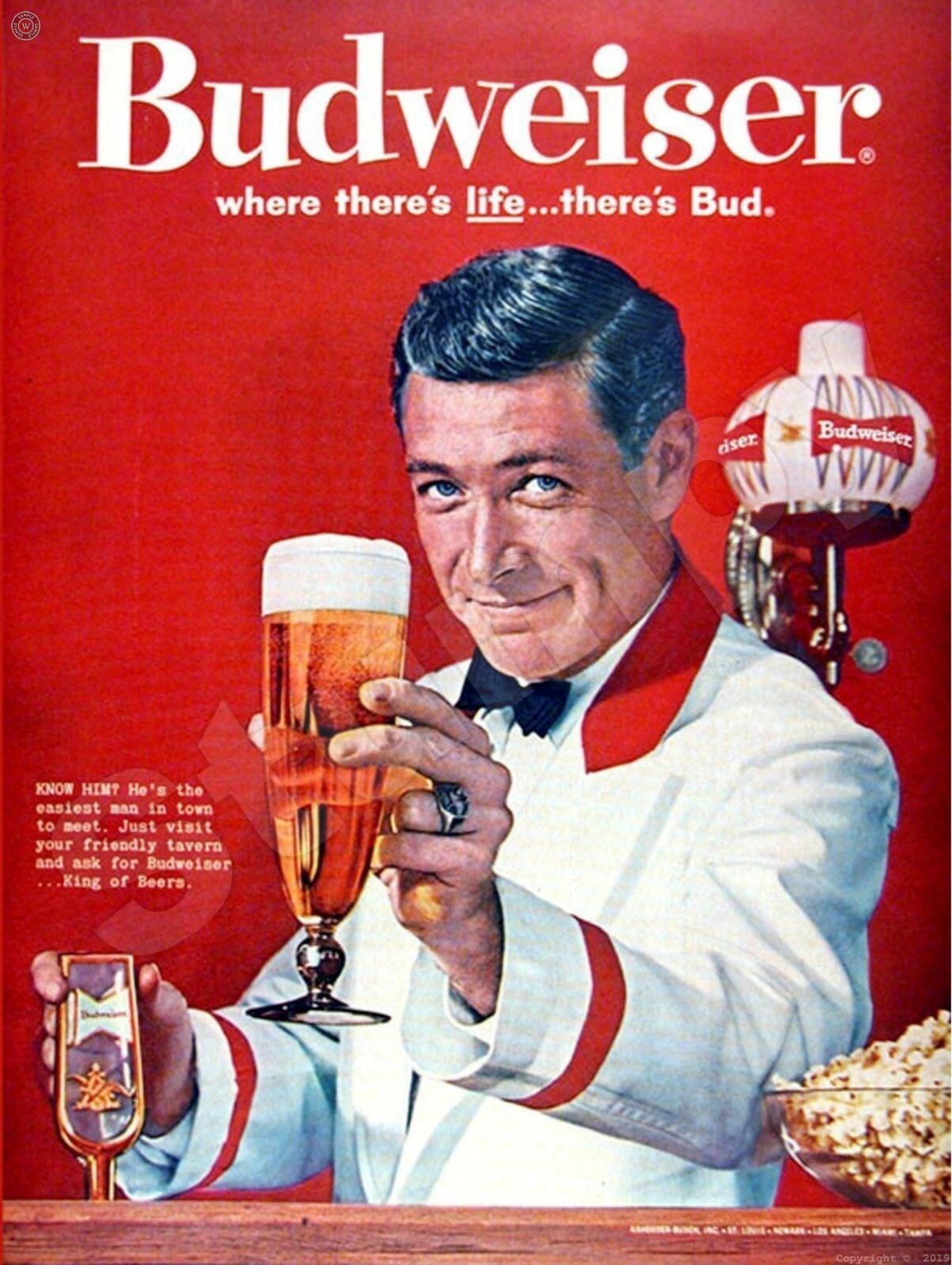   Budweiser Where there\'s Life .. There\'s Bud Metal Sign 9\