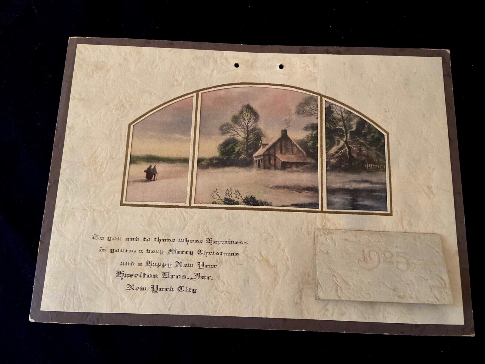 Vintage Antique 1925 Advertising Calendar Wall Hazelton Bros Inc. New York City