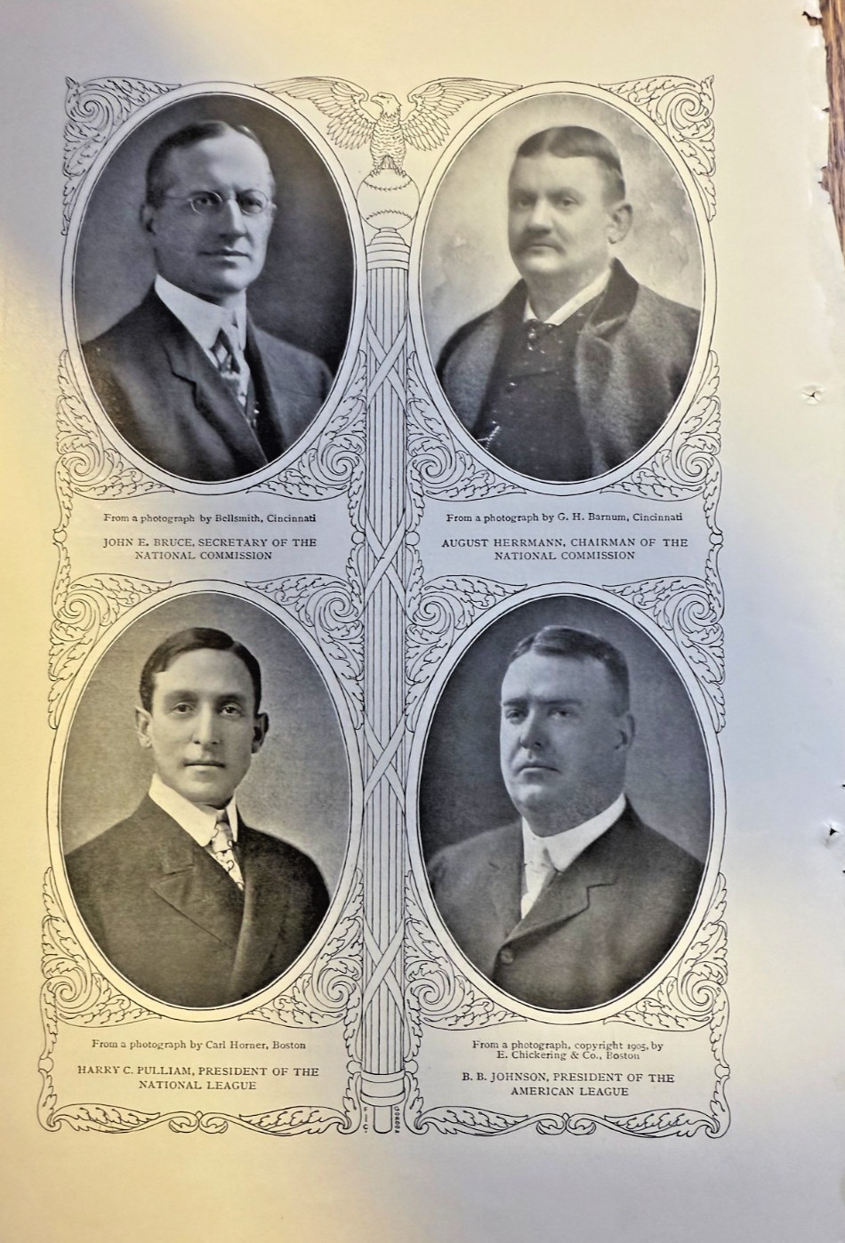 1907 Baseball John E Bruce August Herrmann Harry C Pulliam B B Johnson