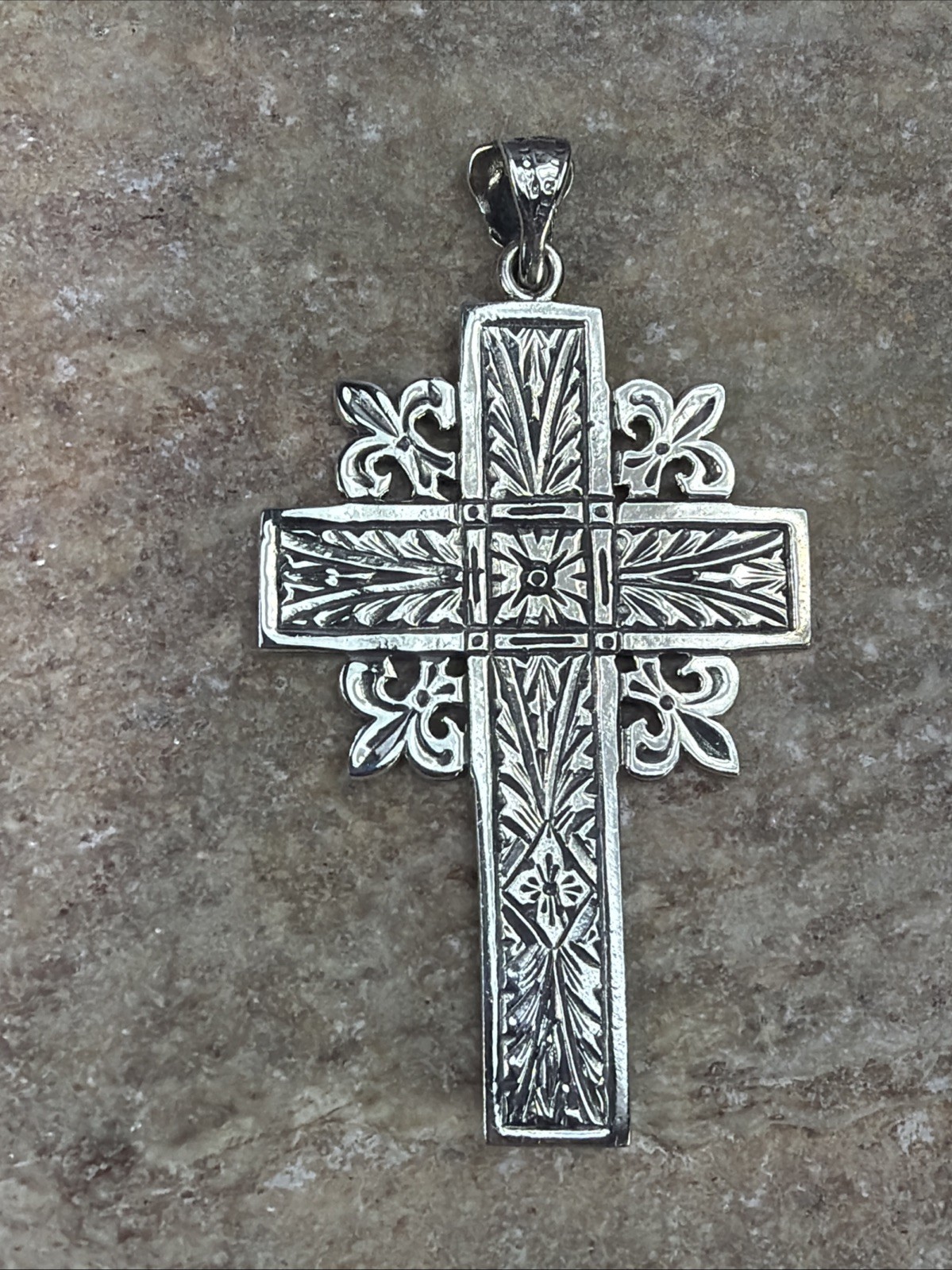 Massive Vintage Orthodox Christian Cross Pendant 925 Sterling Silver 13.7 grams