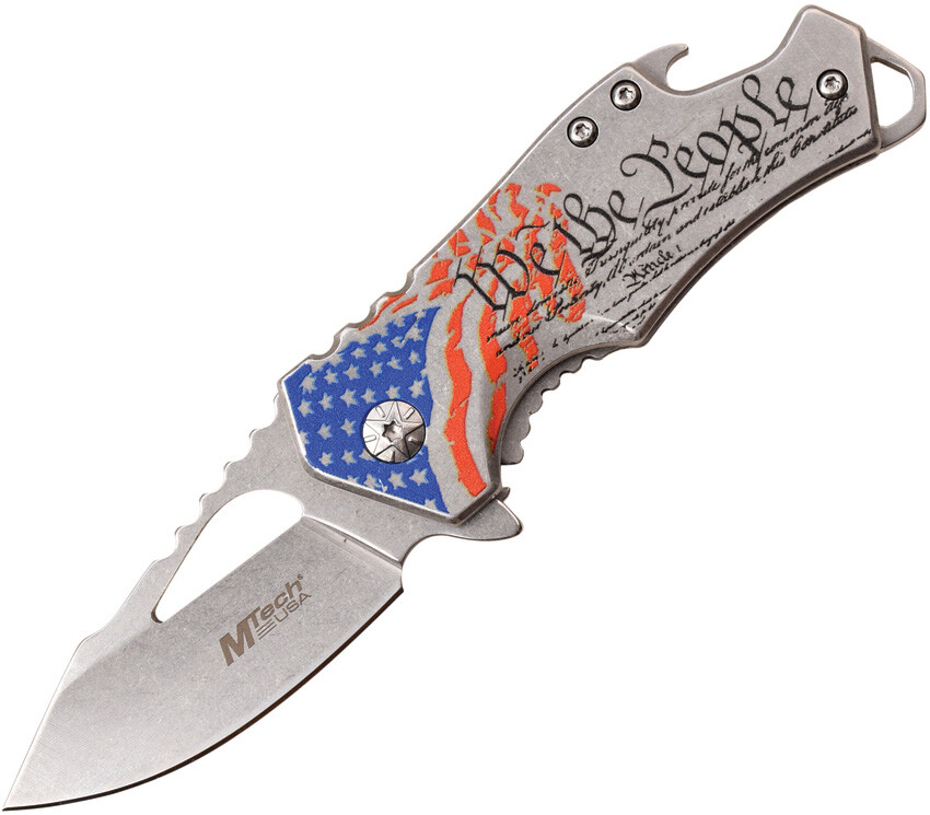 MTech Framelock A/O We The People Stainless Folding 3CR13 Pocket Knife A882SAF