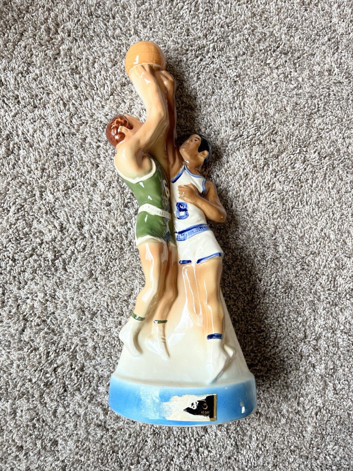 Vintage Ezra Brooks Liquor Bottle 185 Basketball Players 1974-Empty