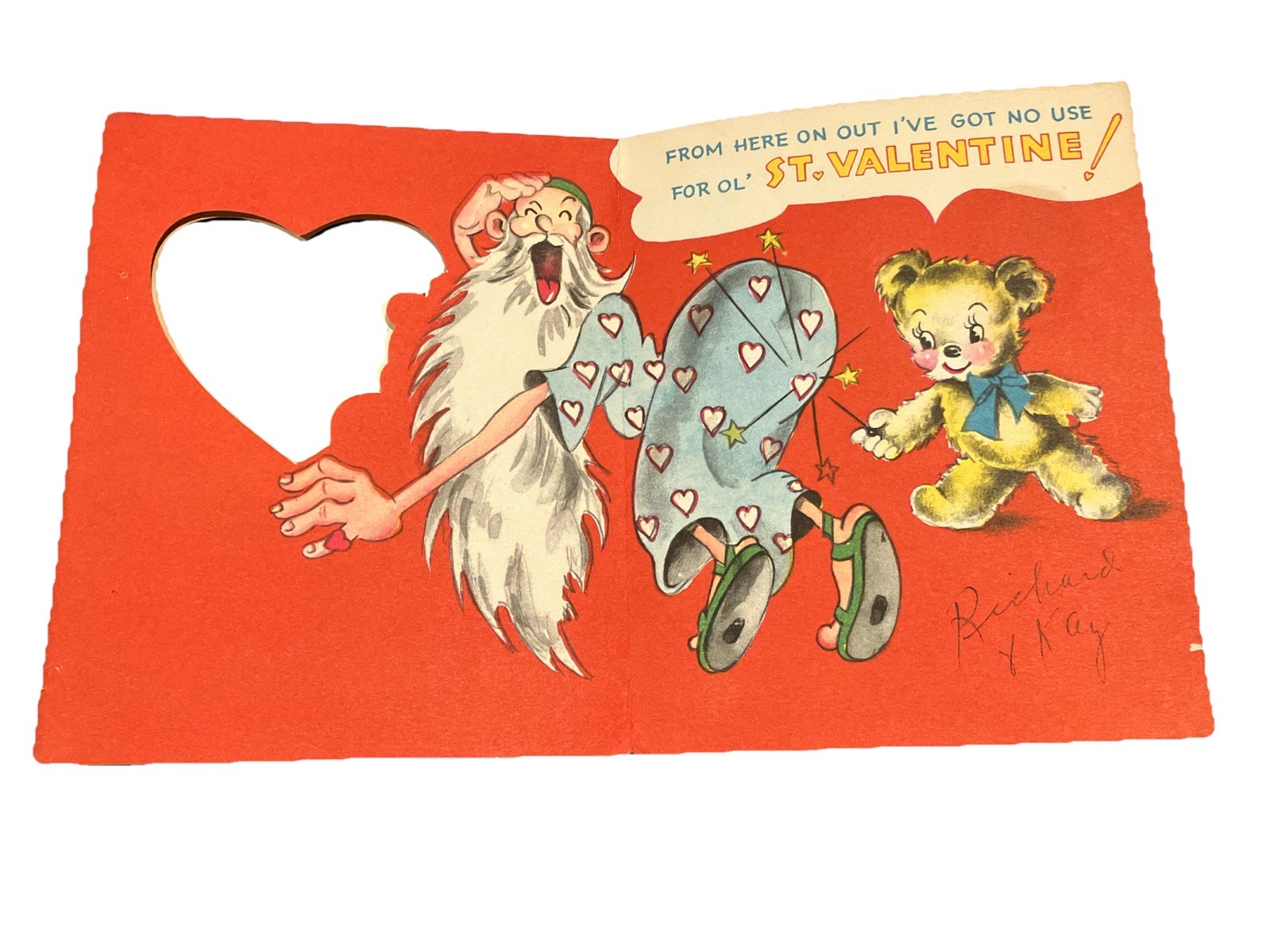 Vintage Humor Anthropomorphic Bears Valentine Card Used AS IS SO CUTE FUNNY