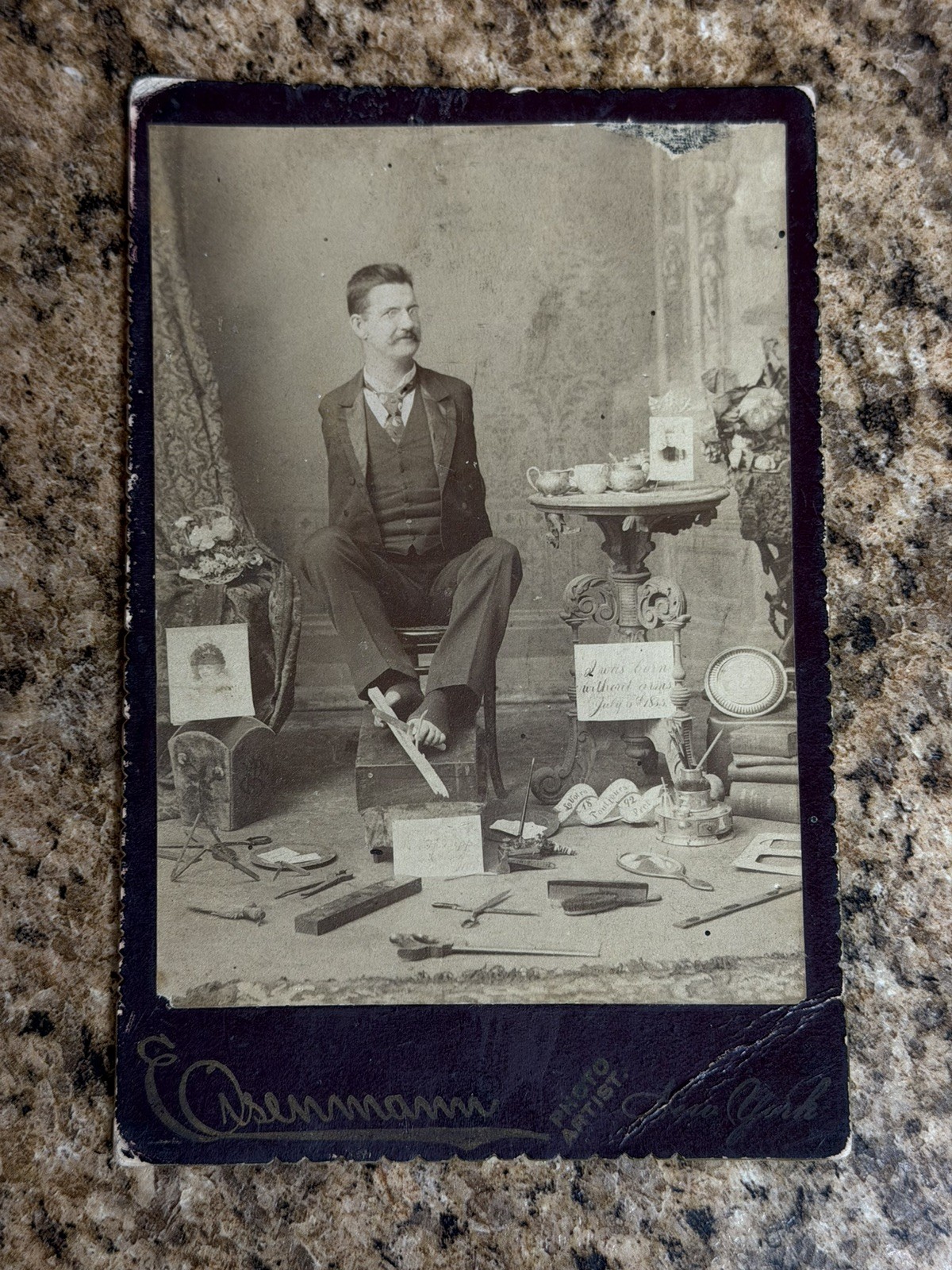 Charles B Tripp Armless Wonder Signed Cabinet Card Photo Eisenmann 1892 antique