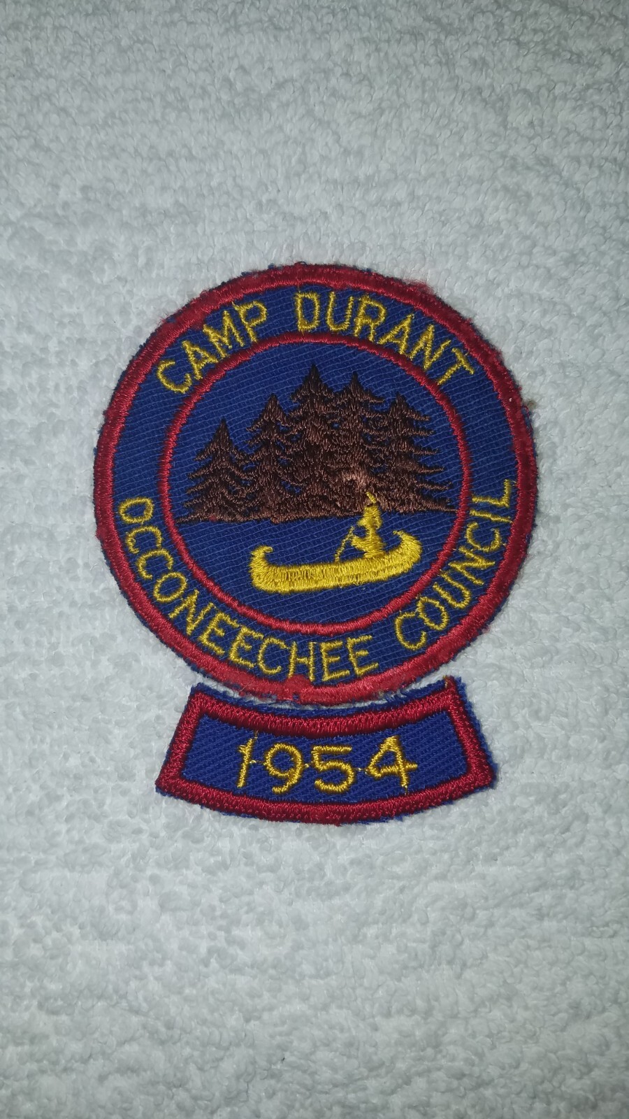 Vintage Occoneechee Council 1954 Camp Durant Indian in the Canoe Pocket Patch