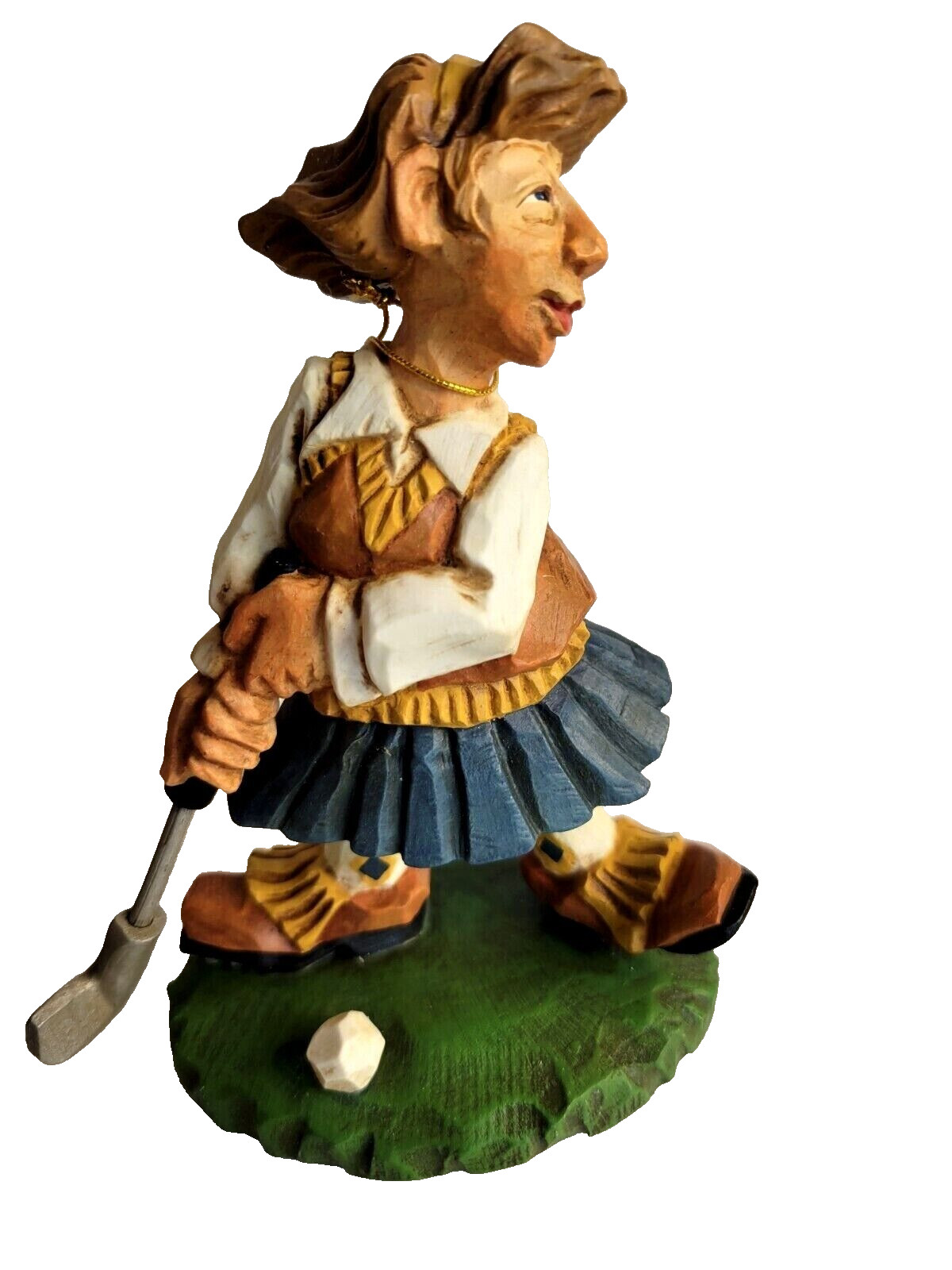 David Frykman Golfer Lady in Blue Skirt Figurine 3082 Collectible Sculpture