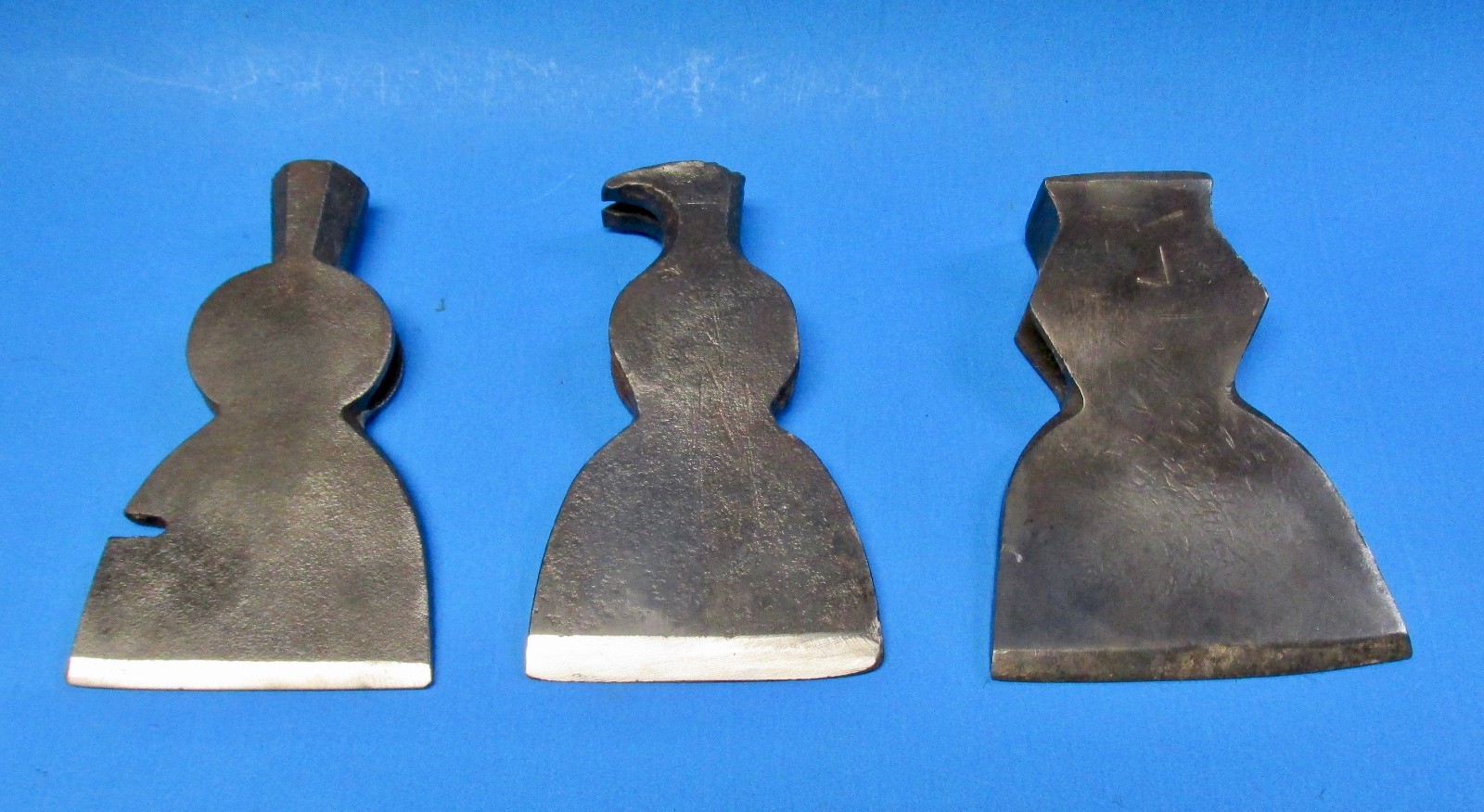 Vintage Antique Unmarked Hatchet Axe Lot - 1 Hewing Axe + 2 Others USA Tools
