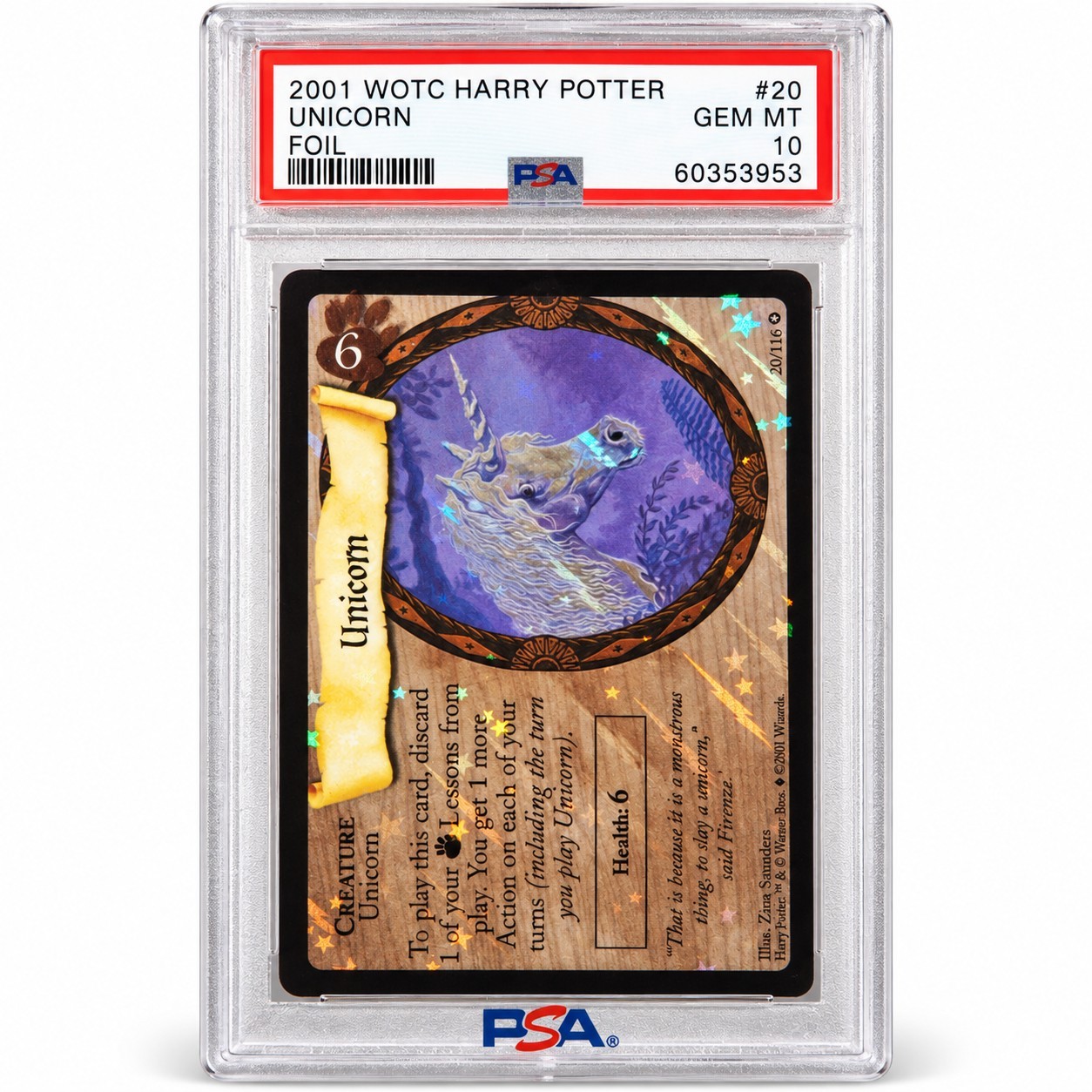 2001 WOTC HARRY POTTER FOIL #20 UNICORN PSA 10 2001 WOTC HARRY POTTER FOIL #20 UNICORN PSA 10