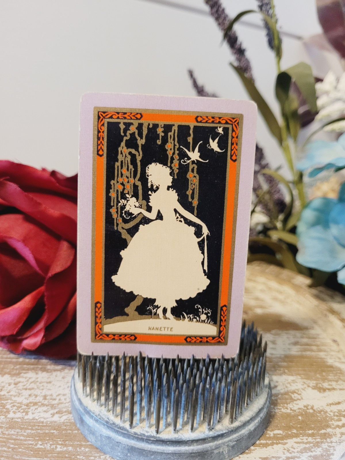 Vintage Nanette Art Deco Playing Card, Antique Trade Card, Lady In Dress Vintage Nanette Art Deco Playing Card, Antique Trade Card, Lady In Dress