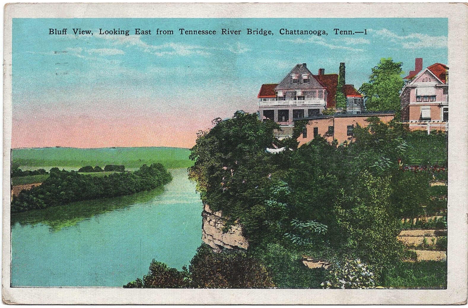 1915-1929 Chattanooga TN Postcard Bluff View Looking East Tennessee River Bridge 1915-1929 Chattanooga TN Postcard Bluff View Looking East Tennessee River Bridge